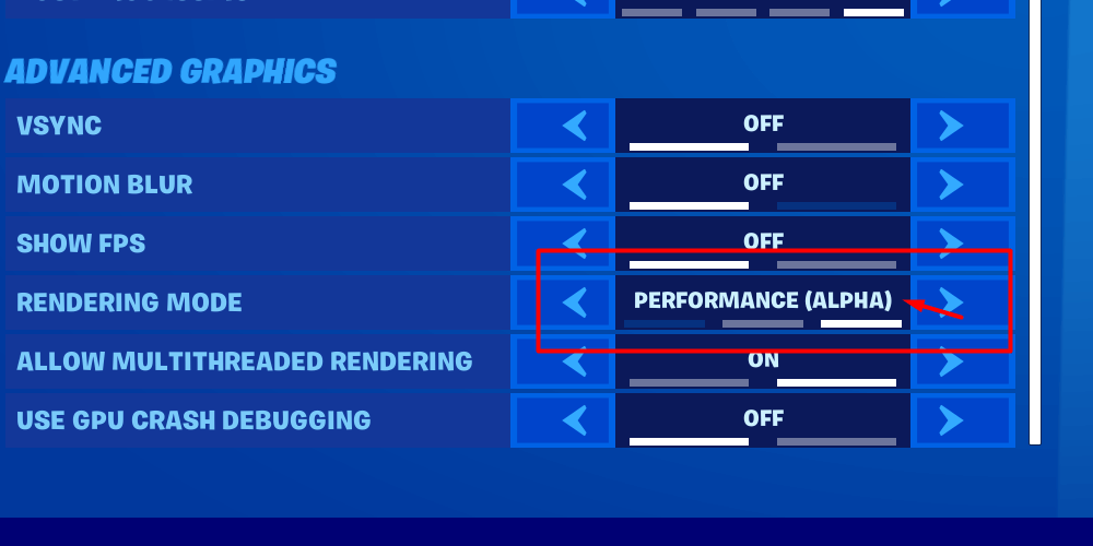 Setting disabled when performance is selected fortnite что делать