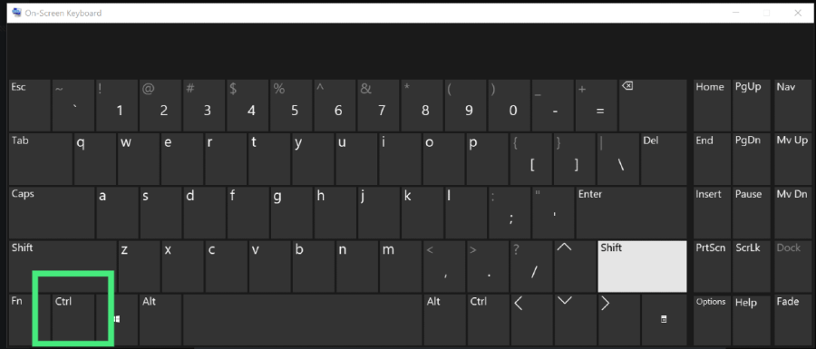 The left control button location on the keyboard.