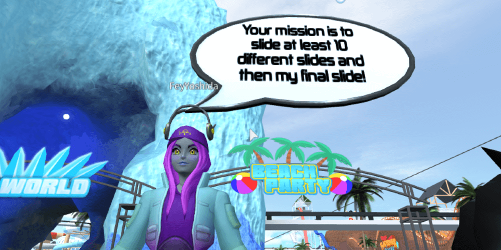 Fey's issuing a challenge in waterpark oceanic.