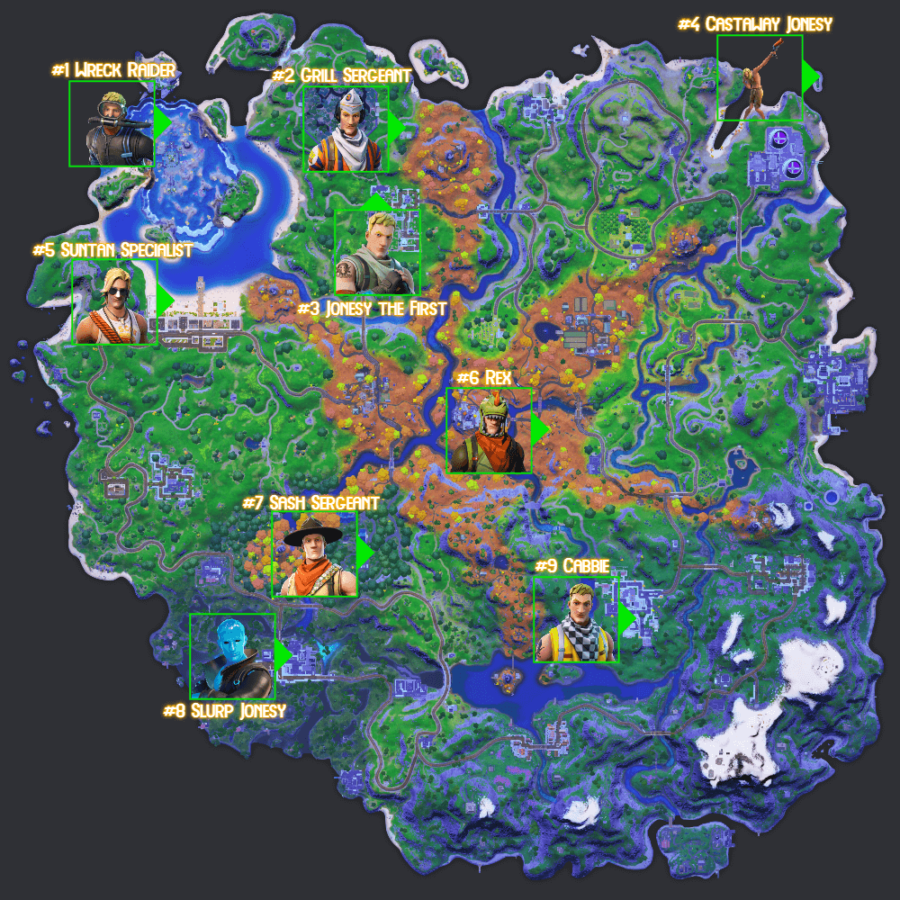 Where To Talk To The Joneses In Fortnite Chapter 2 Season 6 Spire Quests All Jonesy Locations Pro Game Guides