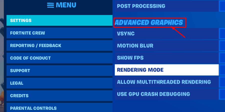 How to get to the Advanced Graphics options.