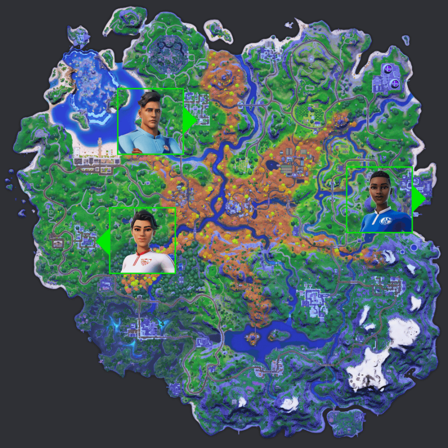 Fortnite Soccer NPC locations.