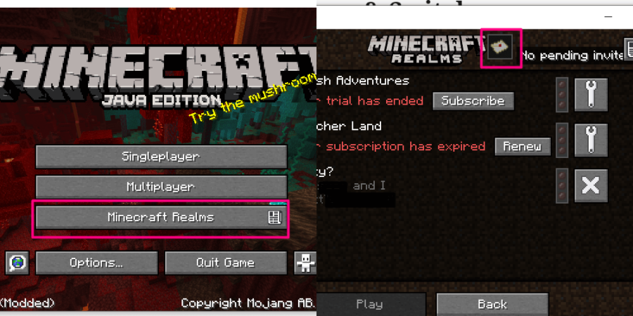 how to get into minecraft realms for free