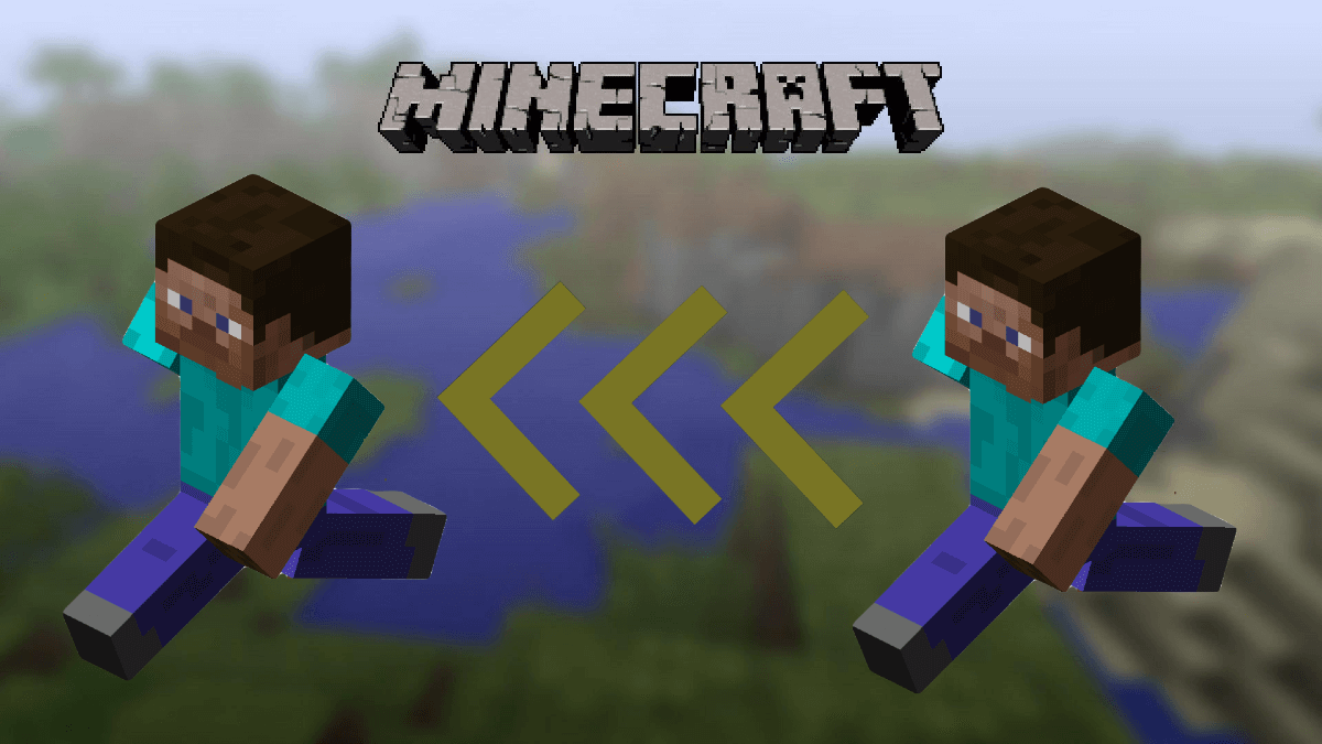 Steve teleporting on the Minecarft title page.