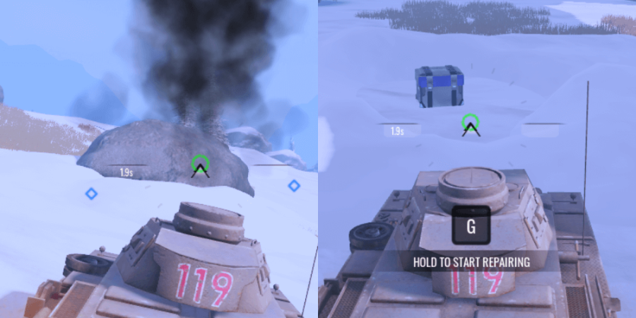 Breaking open a meteor in Tank WArfare.