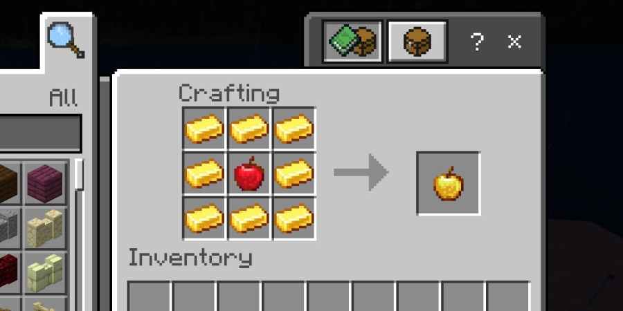 Golden Apple Crafting recipe in Minecraft.