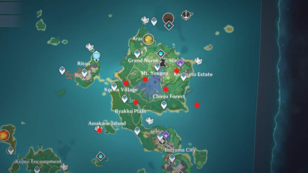All Inazuma time trial challenge locations.
