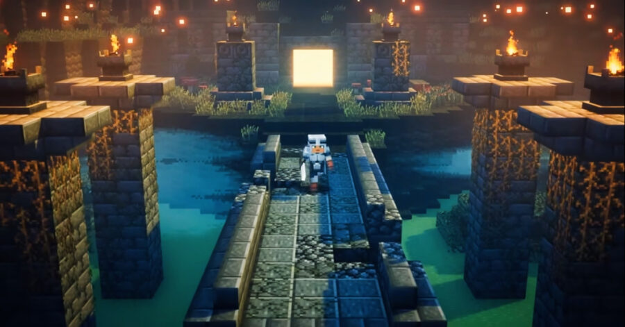 Скриншот трейлера игрового процесса Minecraft Dungeons
