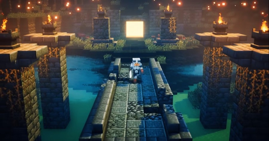 Screenshot of Minecraft Dungeons gameplay trailer