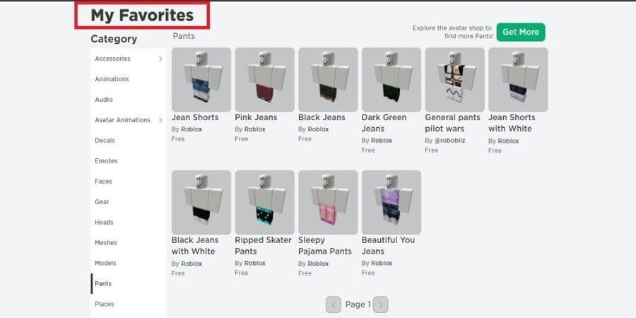 How To See Your Favorites On Roblox Clothing Accessories And Other Catalog Items Pro Game Guides - roblox image catalog