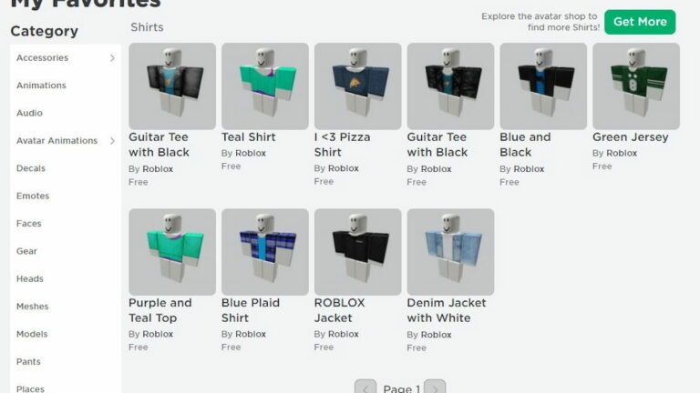how to check favorited items on roblox