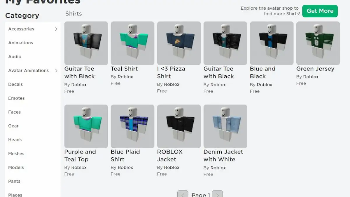 How To See Your Favorites On Roblox Clothing Accessories And Other Catalog Items Pro Game Guides - roblox clothes codes blue vest