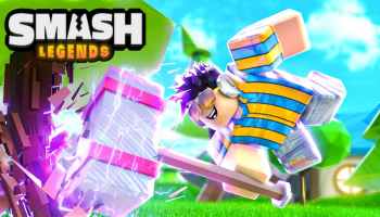 Roblox Smash Legends character smashing purple hammer