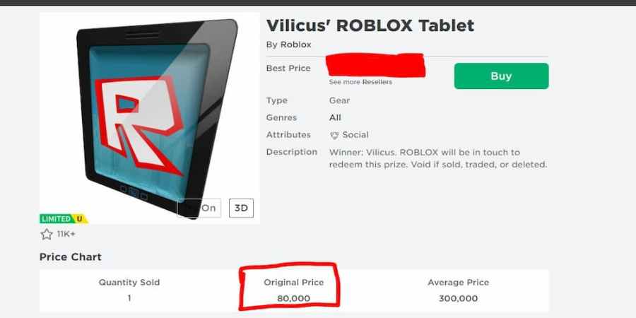 The most expensive roblox item