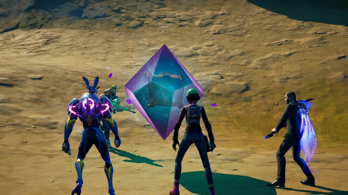 Players standing around a Cosmic Chest.