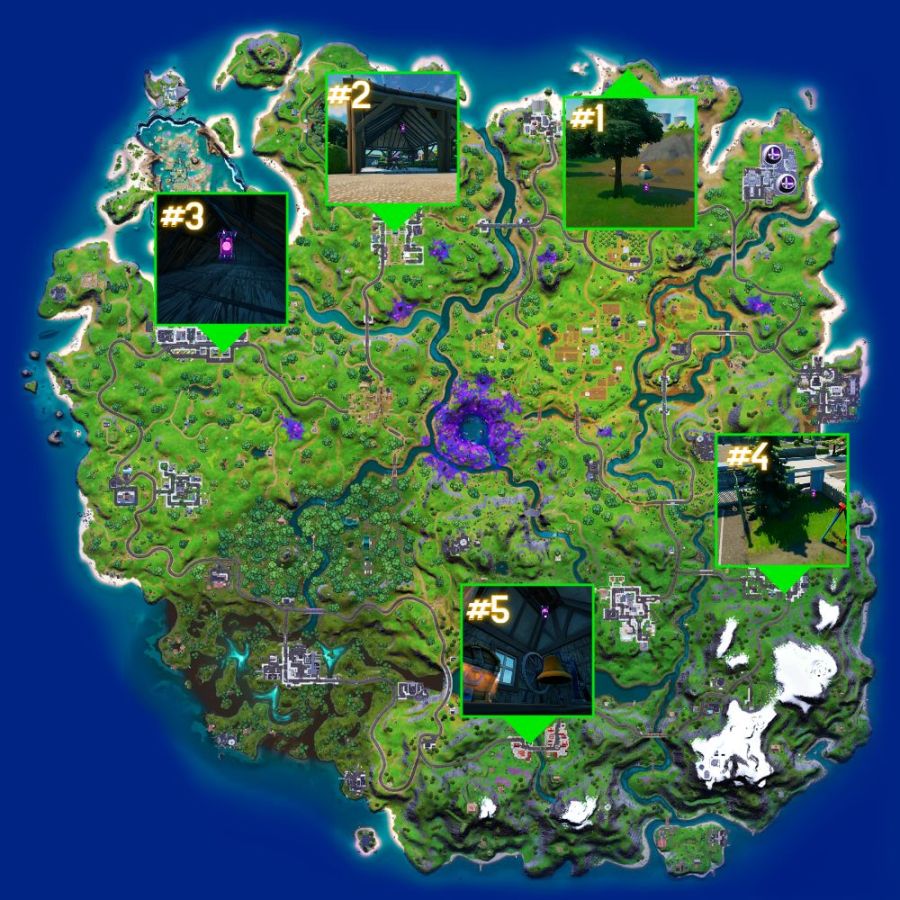 Alien Artifact locations for Chapter 2 Season 7 Week 5.