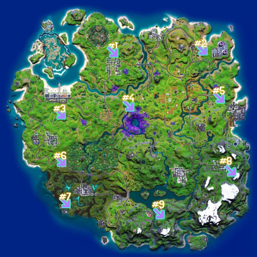 Fortnite Cosmic Chests locations.