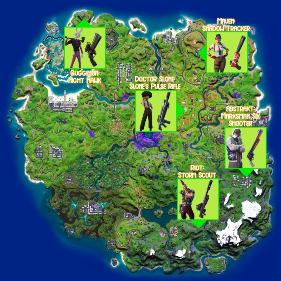 Exotic Weapon locations in Fortnite Chapter 2 Season 7