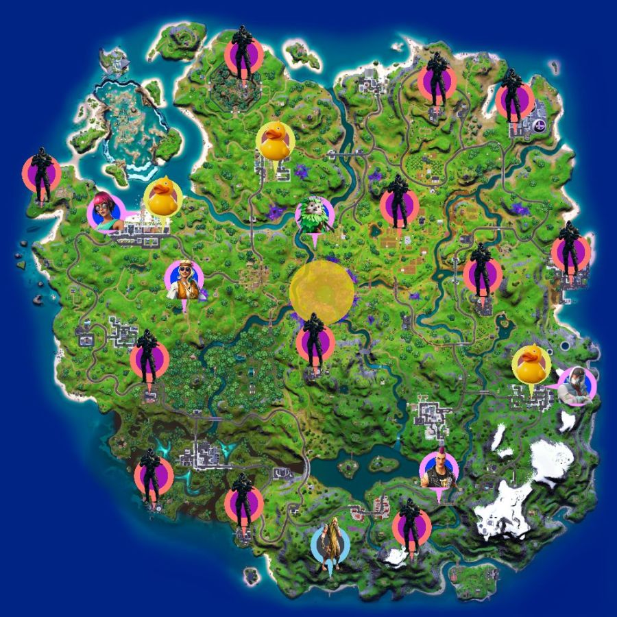 Cheat Sheet Map for Fortnite Chapter 2 Season 7 Week 1 Legendary Quests