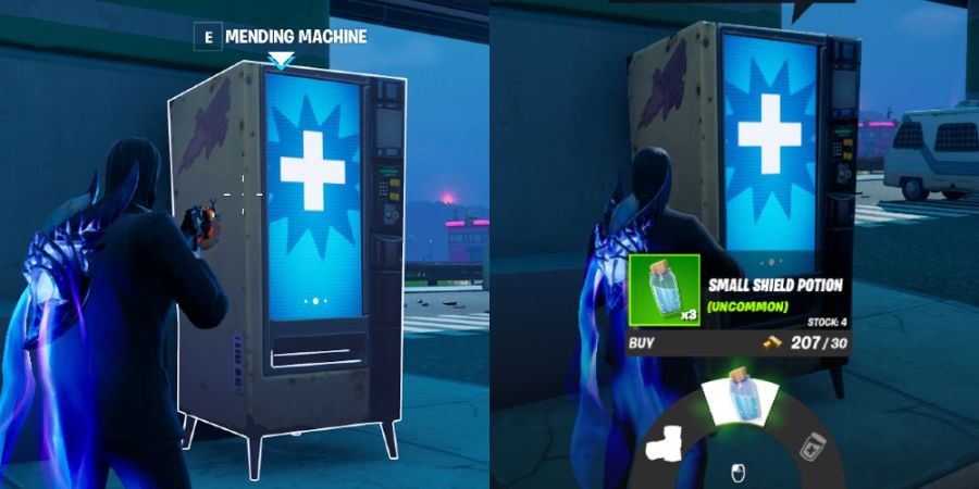 How to buy a shield potion from a MEnding Machine.