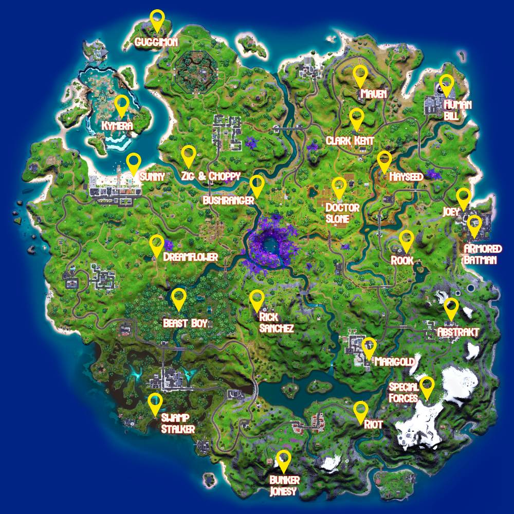 NPC locations in Fortnite up to C2S7W10.