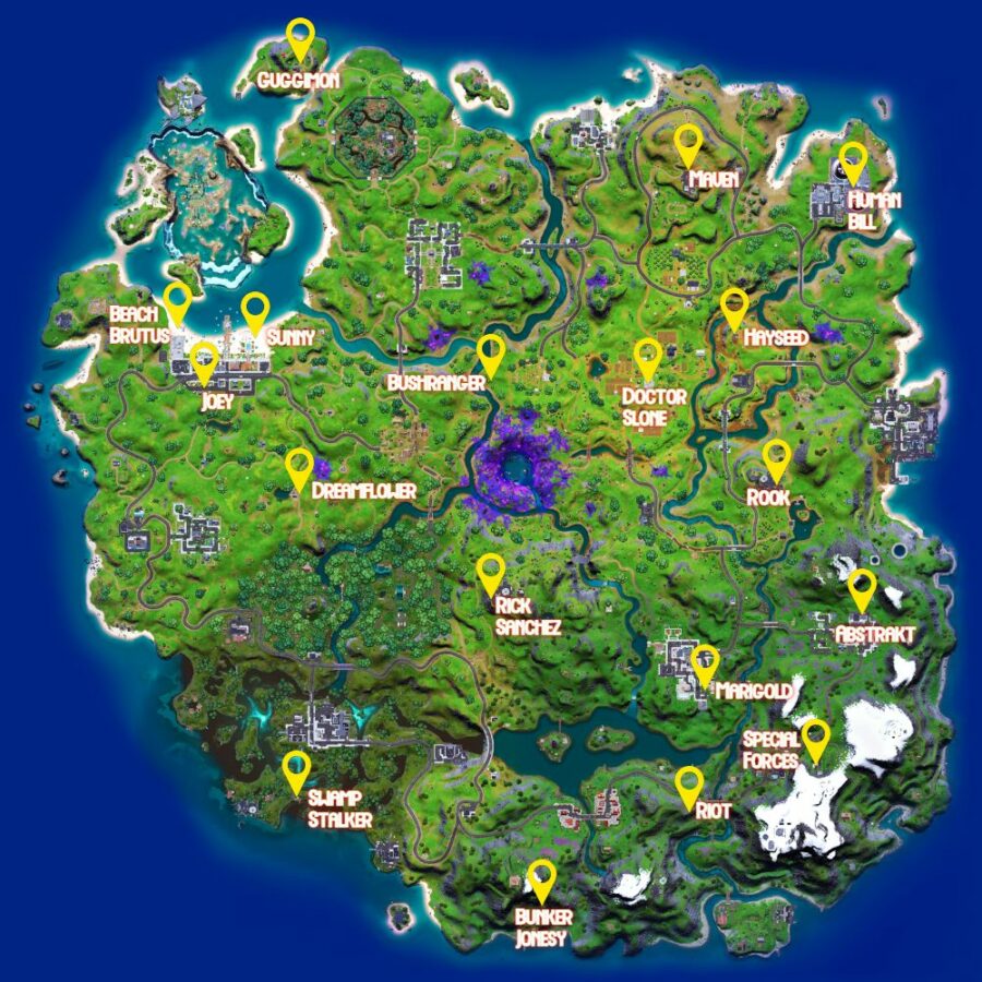 Mapa Season 7 Fortnite Cap 2 All Npc Locations For Fortnite Chapter 2 Season 7 Pro Game Guides