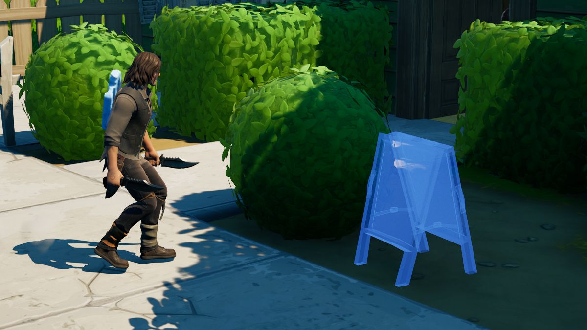 Placing a Welcome Sign in Fortnite.