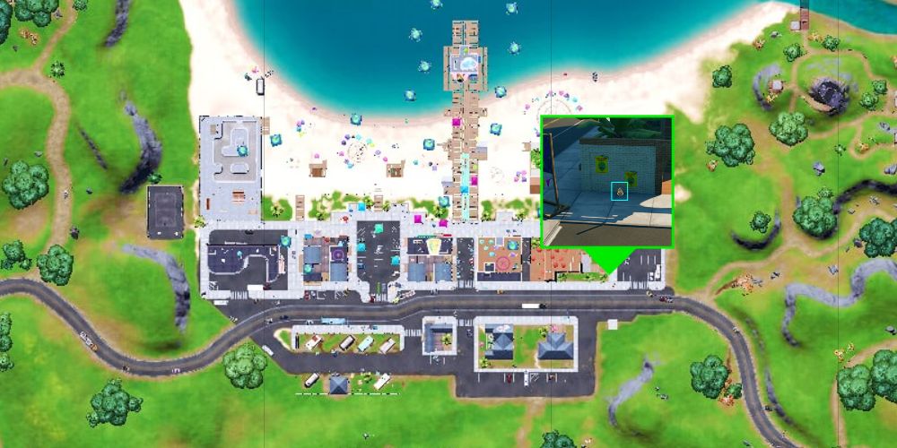 The Rubber Duck in Believer Beach is on the western side of town. It is sitting next to a brick wall on the side facing the parking lot.