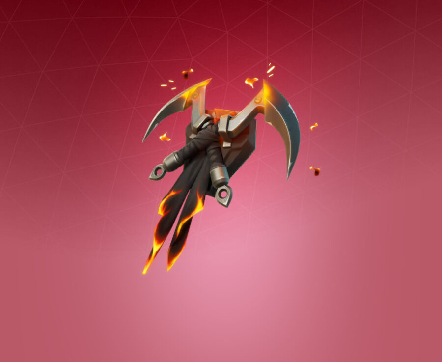 Flaming Dual Kama Back Bling