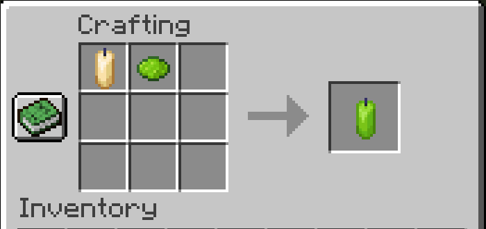 Рецепт изготовления свечей из зеленого лайма в Minecraft