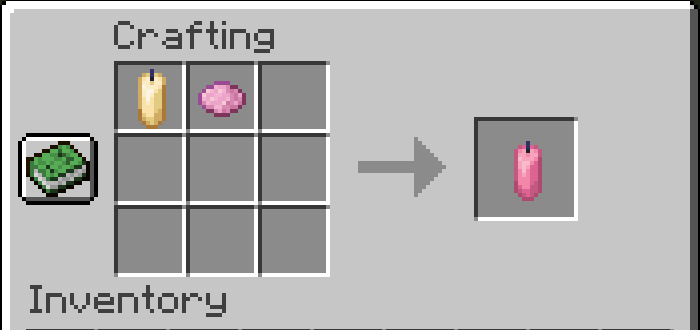 Рецепт изготовления розовой свечи в Minecraft.