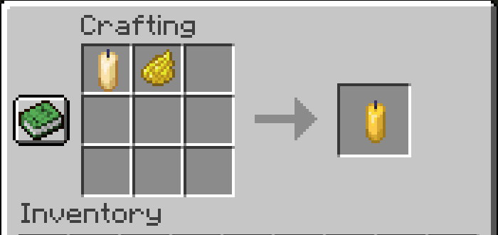 Рецепт изготовления желтой свечи в Minecraft.