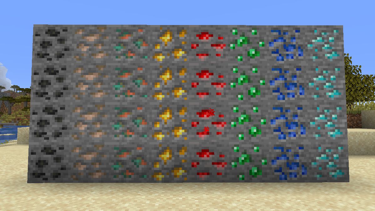 All Overworld ORes in Minecraft.