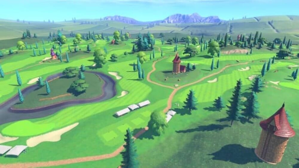 Красивое зеленое поле в Mario Golf Super Rush