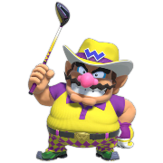 Wario in Mario Golf Super Rush.