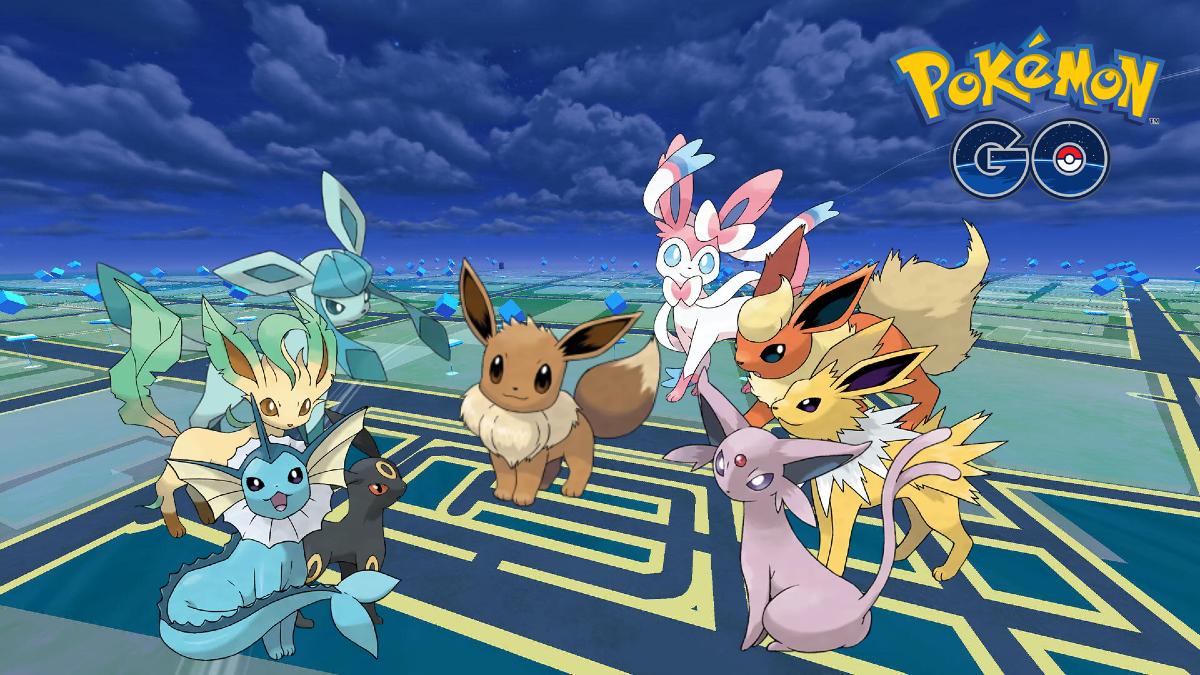 All Eeveelutions around Eevee.