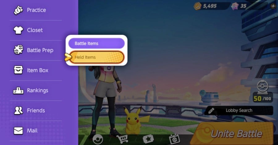 Screenshot of Pokemon Unite gameplay