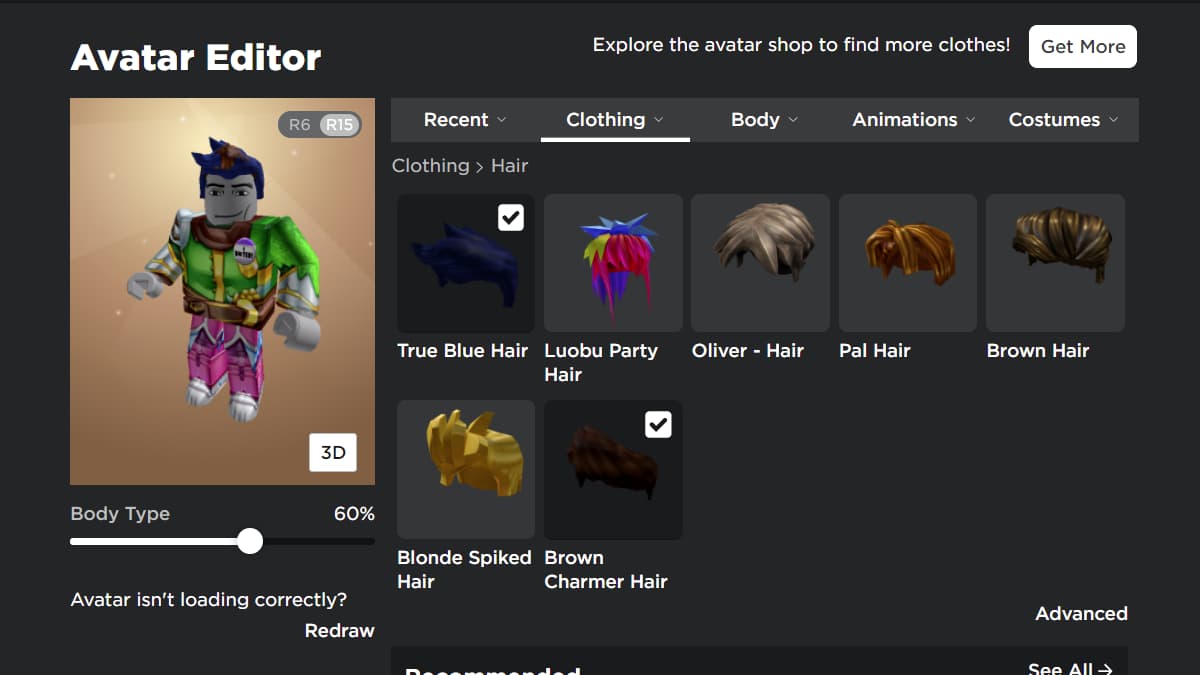 avatar hair - Roblox