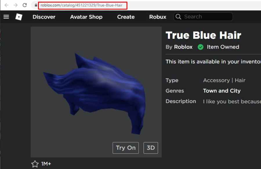 True Blue Hair - Roblox