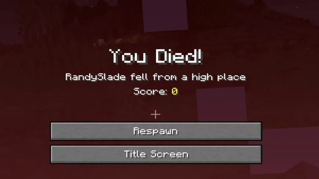 Minecraft Died Screen