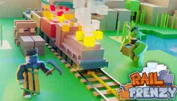 Roblox Rail Frenzy characters building tracks
