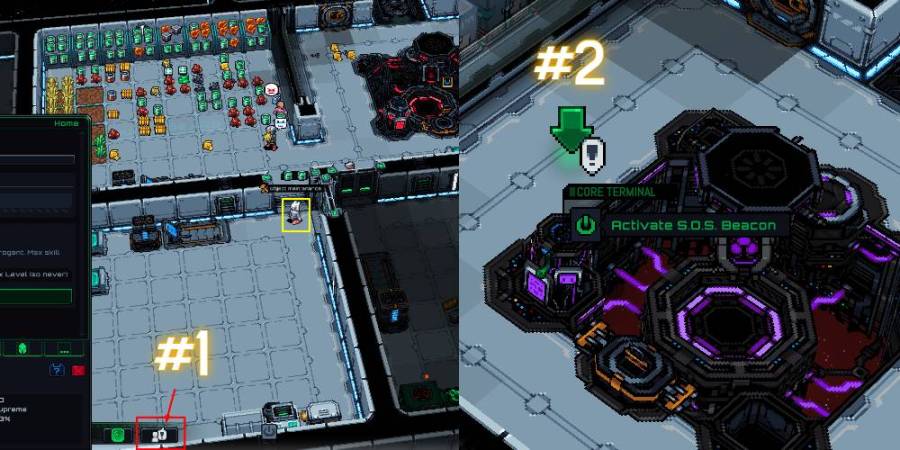 Activating the SOS BEacon in STarmancer.