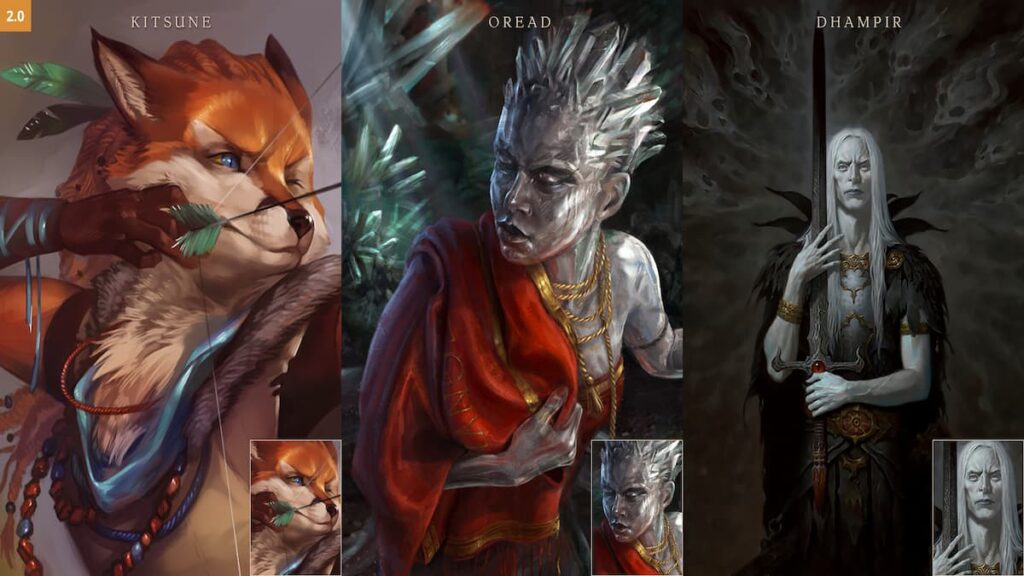 Патфайндер гнев праведных. Pathfinder Wrath of the Righteous Кицунэ. Pathfinder Wrath of the Righteous портреты Кицунэ. Pathfinder Kitsune portraits. Pathfinder Wrath of the Righteous арт.