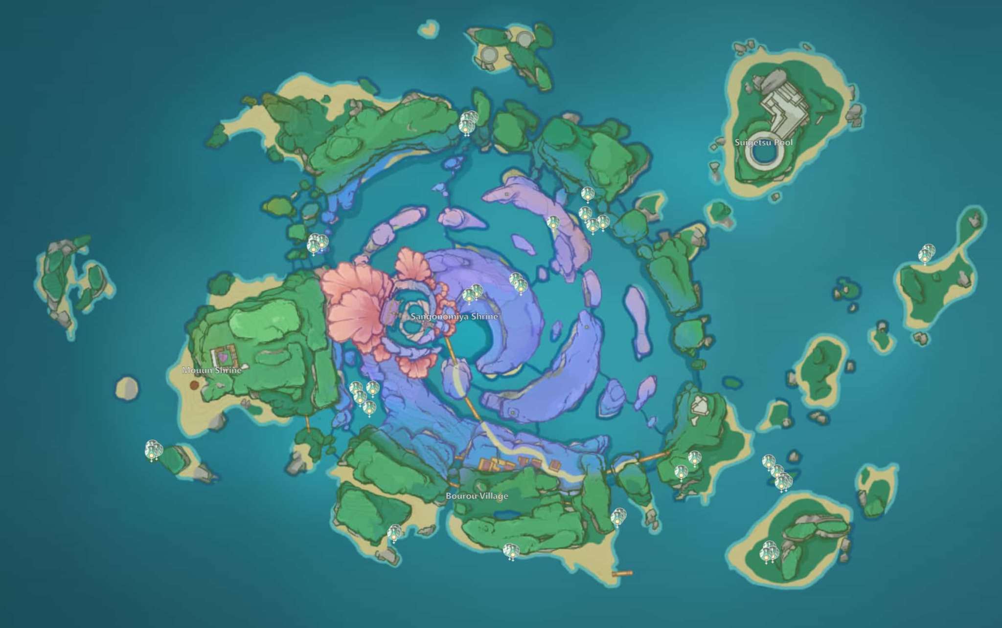 Карта жемчужин Санго Геншин