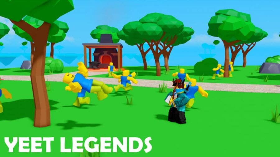 Characters from Roblox Yeet Legends on the island