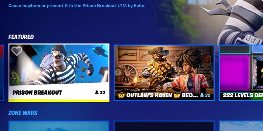 Selecting Prison Breakout game mode.