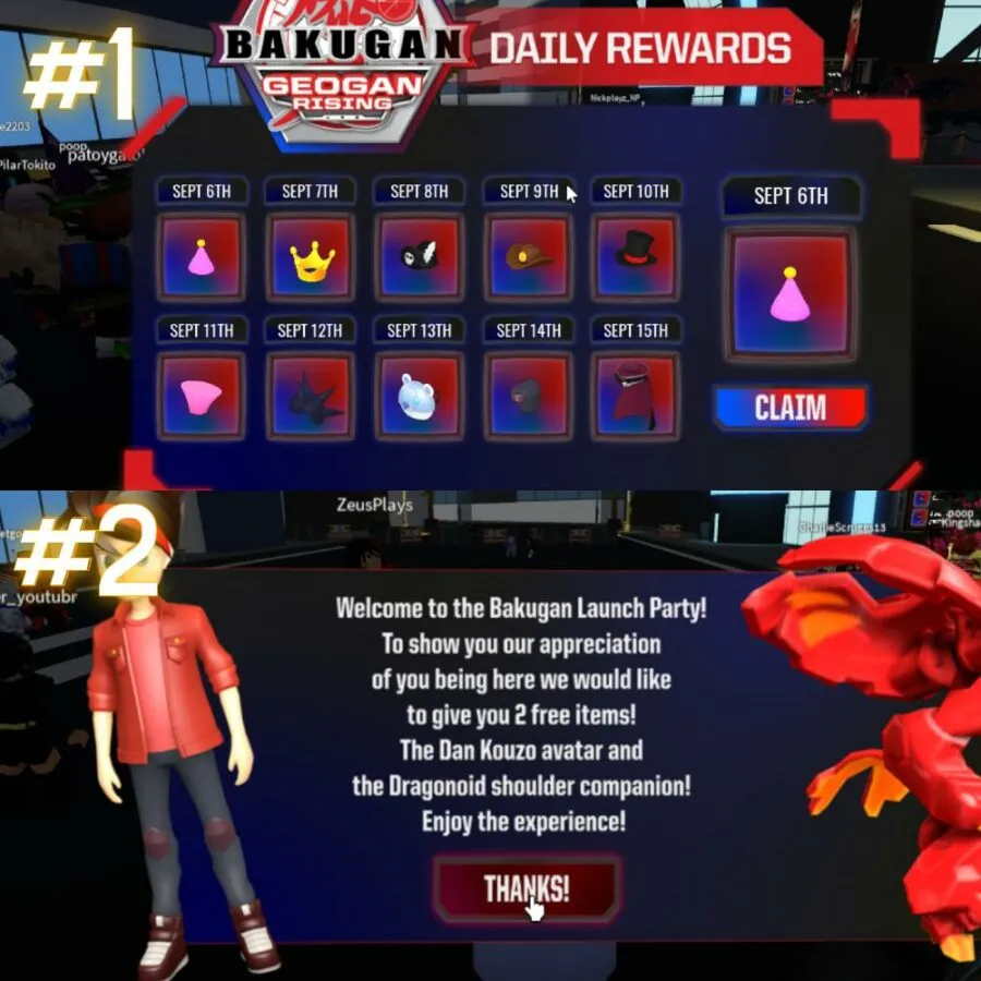 Free items in Bakugan Launch Party