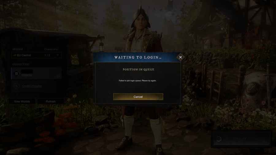 New world ошибка failed to join queue