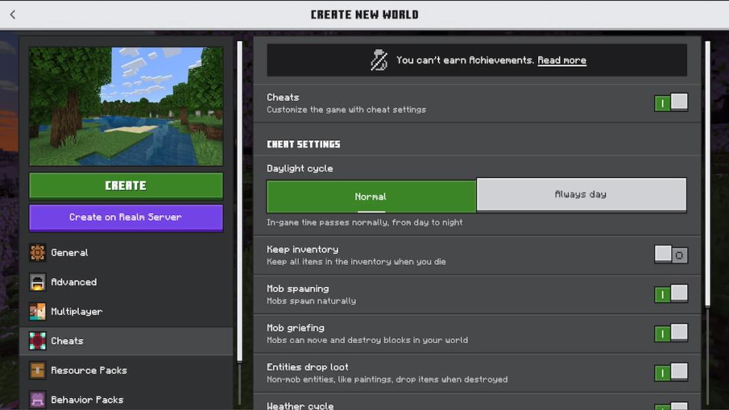 Create new world options in Minecraft