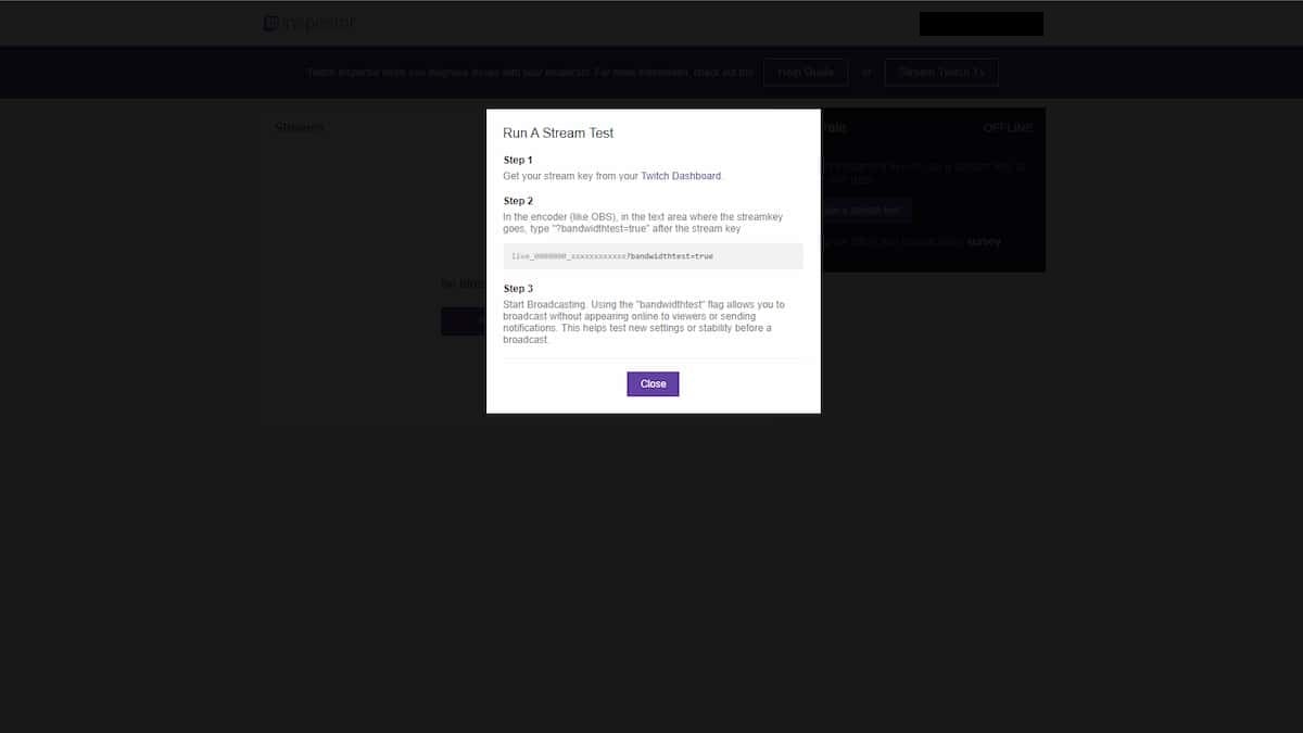 как включить тестовый стрим на твиче